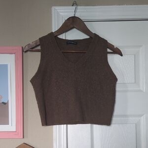 Brandy Melville Chocolate Brown Knit Crop Top